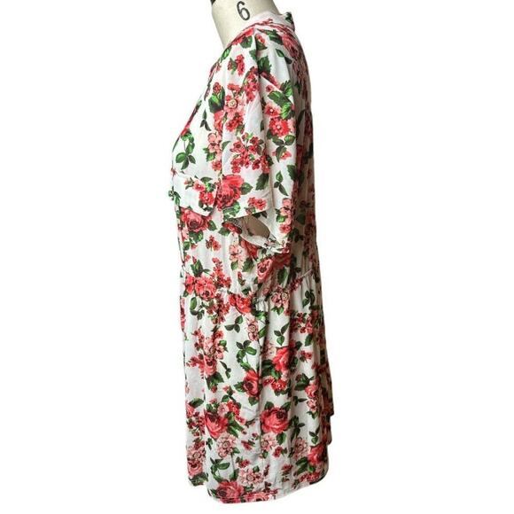 Ivy Rose Ivory Floral Print Sheer Short Sleeve Dress Women's Plus Size 3X - Picture 2 of 6